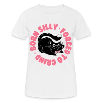 Né idiot, forcé de moudre – Drôle de chat - T-shirt respirant Femme - blanc - Devant - AI Model Female 172 dark (172cm)