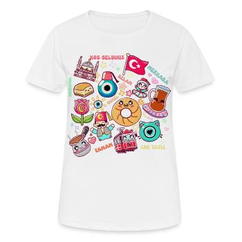 Turquie Kawaii -Design Mignon et Culturel - T-shirt respirant Femme - blanc - Devant - AI Model Female 172 dark (172cm)