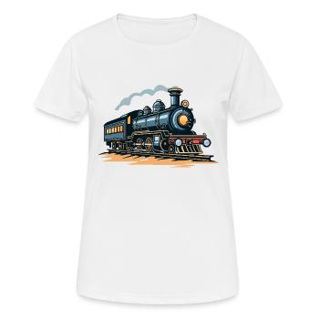 Eisenbahn Illustration - Frauen T-Shirt atmungsaktiv - Weiß - Vorne - AI Model Female 172 dark (172cm)