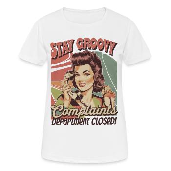 Stay Groovy Retro Design - Plaintes Style fermé - T-shirt respirant Femme - blanc - Devant - AI Model Female 172 dark (172cm)