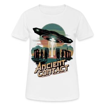 Uralte Astronauten-Begegnung mit Stonehenge UFO - Frauen T-Shirt atmungsaktiv - Weiß - Vorne - AI Model Female 172 dark (172cm)