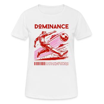 Dynamischer Fußballschuss – Dominanz auf Spielfeld - Frauen T-Shirt atmungsaktiv - Weiß - Vorne - AI Model Female 172 dark (172cm)