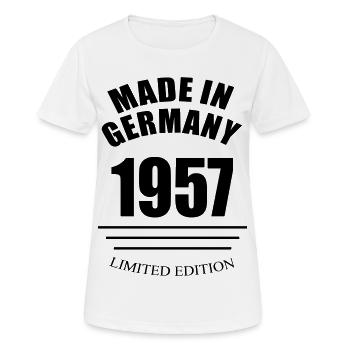 made in germany 1957 limited edition - Frauen T-Shirt atmungsaktiv - Weiß - Vorne - AI Model Female 172 dark (172cm)