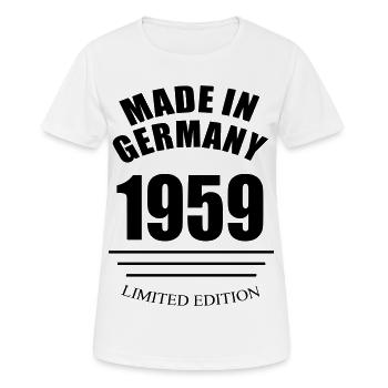 Made in Germany 1959 limited edition - Frauen T-Shirt atmungsaktiv - Weiß - Vorne - AI Model Female 172 dark (172cm)