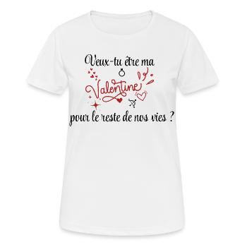 Demande en mariage, Saint-Valentin, Romantique - T-shirt respirant Femme - blanc - Devant - AI Model Female 172 dark (172cm)