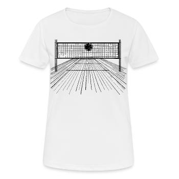 Volleyball Ball und Netz - Frauen T-Shirt atmungsaktiv - Weiß - Vorne - AI Model Female 172 dark (172cm)