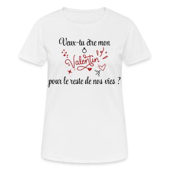 Demande en mariage, Saint-Valentin, Romantique - T-shirt respirant Femme - blanc - Devant - AI Model Female 172 dark (172cm)