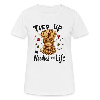 Lié aux nouilles et à la vie - T-shirt respirant Femme - blanc - Devant - AI Model Female 172 dark (172cm)