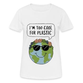 Too Cool for Plastic - Frauen T-Shirt atmungsaktiv - Weiß - Vorne - AI Model Female 172 dark (172cm)