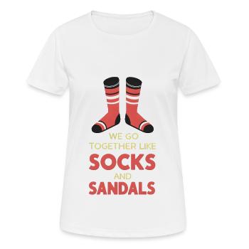 On va ensemble comme des chaussettes et des sandales - T-shirt respirant Femme - blanc - Devant - AI Model Female 172 dark (172cm)
