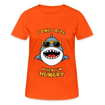 I Only Bite When I'm Hungry - Frauen T-Shirt atmungsaktiv - Neonorange - Vorne - AI Model Female 172 dark (172cm)