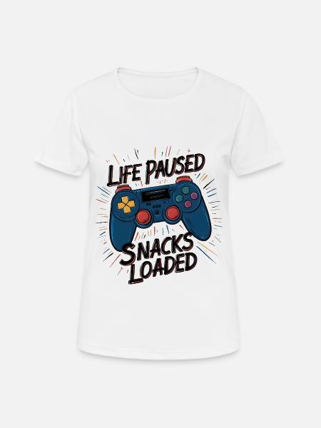 Life Paused, Snacks Loaded - Women's Breathable T-Shirt - white