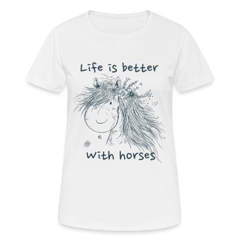 Life Is Better With Horses Horse Sayings Horse - Women's Breathable T-Shirt - white - Front - AI Model Female 172 dark (172cm)