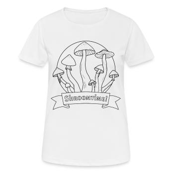 Shroomtime! Psilocybe Cubensis black and white - Women's Breathable T-Shirt - white - Front - AI Model Female 172 dark (172cm)