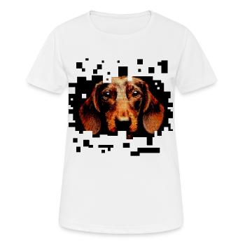 Teckel à poil dur pixelart - T-shirt respirant Femme - blanc - Devant - AI Model Female 172 dark (172cm)