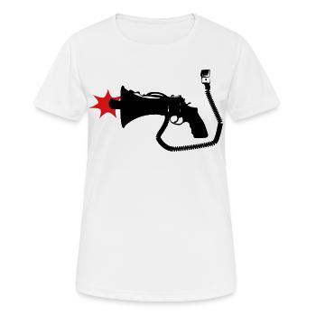 Phoneshot - Frauen T-Shirt atmungsaktiv - Weiß - Vorne - AI Model Female 172 dark (172cm)