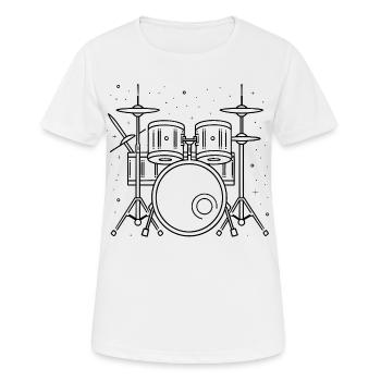 Drum Set Zeichnung - Frauen T-Shirt atmungsaktiv - Weiß - Vorne - AI Model Female 172 dark (172cm)