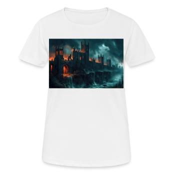 Poster Illustration Paysage médiéval en ruine - T-shirt respirant Femme - blanc - Devant - AI Model Female 172 dark (172cm)