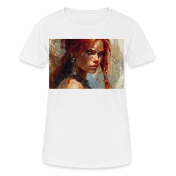 Poster Illustration Warrior Woman Red Sonja - Women's Breathable T-Shirt - white - Front - AI Model Female 172 dark (172cm)