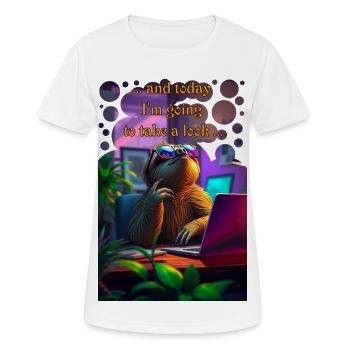Und heute riskier ich einen Blick Faultier im Büro - Frauen T-Shirt atmungsaktiv - Weiß - Vorne - AI Model Female 172 dark (172cm)