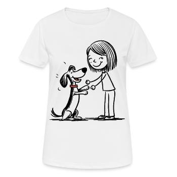 Qui joue avec le chien ! - T-shirt respirant Femme - blanc - Devant - AI Model Female 172 dark (172cm)