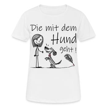 Qui va avec le chien ! - T-shirt respirant Femme - blanc - Devant - AI Model Female 172 dark (172cm)