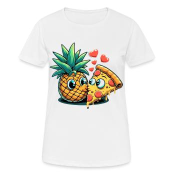 Pizza Hawaii Kuss Liebe Beziehung witzig Geschenk - Frauen T-Shirt atmungsaktiv - Weiß - Vorne - AI Model Female 172 dark (172cm)