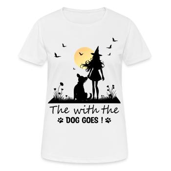 Qui va avec le chien ! - T-shirt respirant Femme - blanc - Devant - AI Model Female 172 dark (172cm)