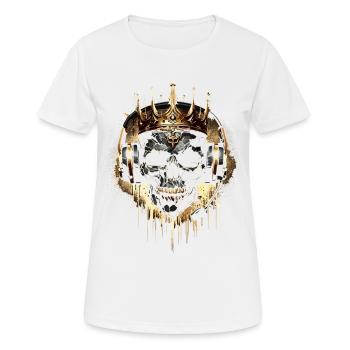 Golden Gaming Skull with Crown and Headset - Women's Breathable T-Shirt - white - Front - AI Model Female 172 dark (172cm)