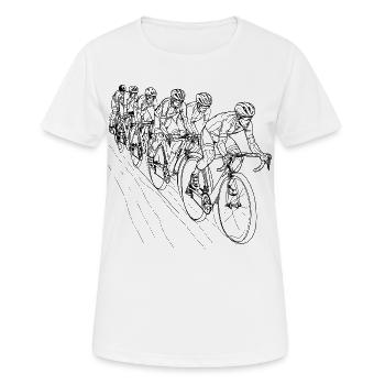 Radfahrer Strichzeichnung - Frauen T-Shirt atmungsaktiv - Weiß - Vorne - AI Model Female 172 dark (172cm)