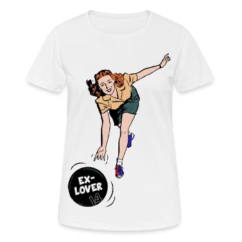 Ex-Lover Bowling – Style BD rétro - T-shirt respirant Femme - blanc - Devant - AI Model Female 172 dark (172cm)