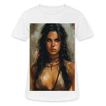 Poster Illustration Kriegerin - Frauen T-Shirt atmungsaktiv - Weiß - Vorne - AI Model Female 172 dark (172cm)