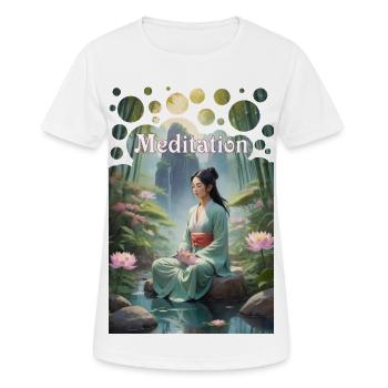 Méditation Beauté Asiatique Lotus Bambou Forêt - T-shirt respirant Femme - blanc - Devant - AI Model Female 172 dark (172cm)