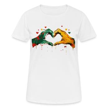 Kulturstolz Herz Hände - Frauen T-Shirt atmungsaktiv - Weiß - Vorne - AI Model Female 172 dark (172cm)
