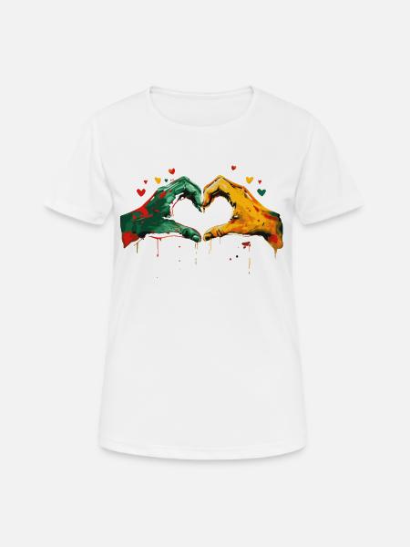 Kulturstolz Herz Hände - Frauen T-Shirt atmungsaktiv - Weiß