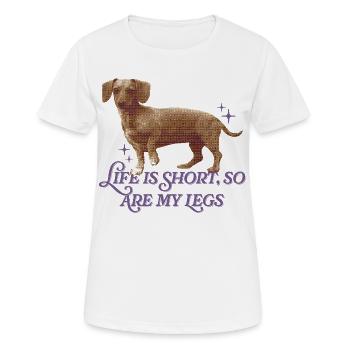 Dackel-Humor – Kurze Beine, Großes Herz - Frauen T-Shirt atmungsaktiv - Weiß - Vorne - AI Model Female 172 dark (172cm)