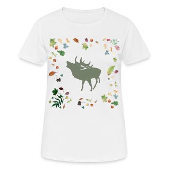 Hirsch mit Herbstlaub - Frauen T-Shirt atmungsaktiv - Weiß - Vorne - AI Model Female 172 dark (172cm)