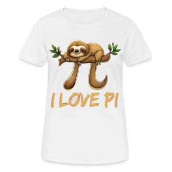 Lustiges Faultier schläft auf Pi Symbol Mathematik - Frauen T-Shirt atmungsaktiv - Weiß - Vorne - AI Model Female 172 dark (172cm)