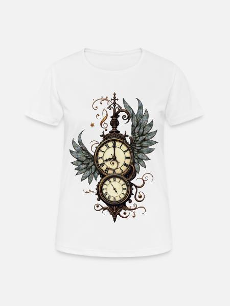 Blumen und Mechanik: die Magie der Steampunk-Uhr. - Frauen T-Shirt atmungsaktiv - Weiß