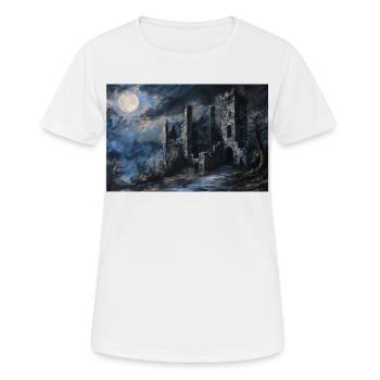 Poster Illustration Paysage médiéval en ruine - T-shirt respirant Femme - blanc - Devant - AI Model Female 172 dark (172cm)