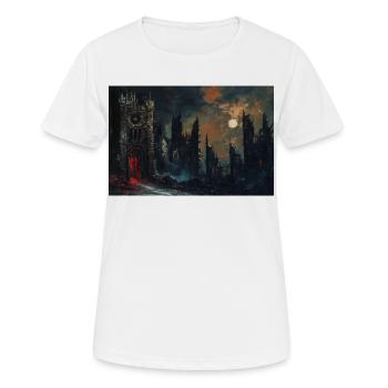 Poster Illustration Paysage médiéval en ruine - T-shirt respirant Femme - blanc - Devant - AI Model Female 172 dark (172cm)