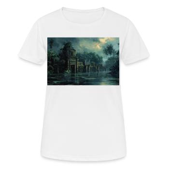 Poster Illustration Paysage jungle en ruine - T-shirt respirant Femme - blanc - Devant - AI Model Female 172 dark (172cm)