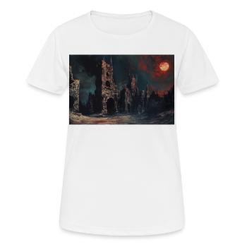 Poster Illustration Paysage médiéval en ruine - T-shirt respirant Femme - blanc - Devant - AI Model Female 172 dark (172cm)