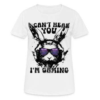 Je ne t’entends pas, je joue à la synthwave rétro Bunny - T-shirt respirant Femme - blanc - Devant - AI Model Female 172 dark (172cm)