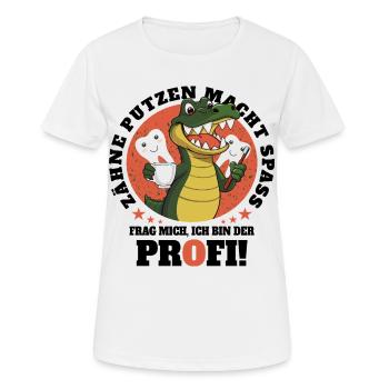 Hygiène dentaire crocodile - T-shirt respirant Femme - blanc - Devant - AI Model Female 172 dark (172cm)
