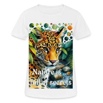 Leopard im Dschungel Natur ist voller Geheimnisse - Frauen T-Shirt atmungsaktiv - Weiß - Vorne - AI Model Female 172 dark (172cm)