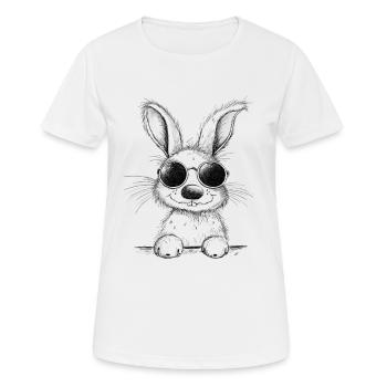 Hase Mit Brille I Cooler Osterhase - Frauen T-Shirt atmungsaktiv - Weiß - Vorne - AI Model Female 172 dark (172cm)