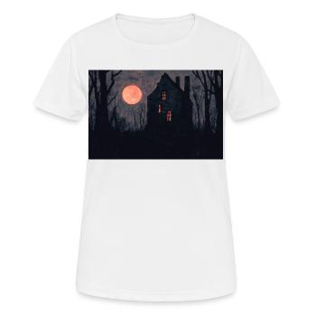 Haunted House Illustration Poster - Women's Breathable T-Shirt - white - Front - AI Model Female 172 dark (172cm)