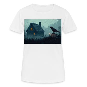 Poster Illustration Maison Hantée - T-shirt respirant Femme - blanc - Devant - AI Model Female 172 dark (172cm)