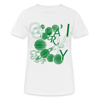 Typo-Gravitation - Frauen T-Shirt atmungsaktiv - Weiß - Vorne - AI Model Female 172 dark (172cm)